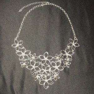 Laced flower bib necklace